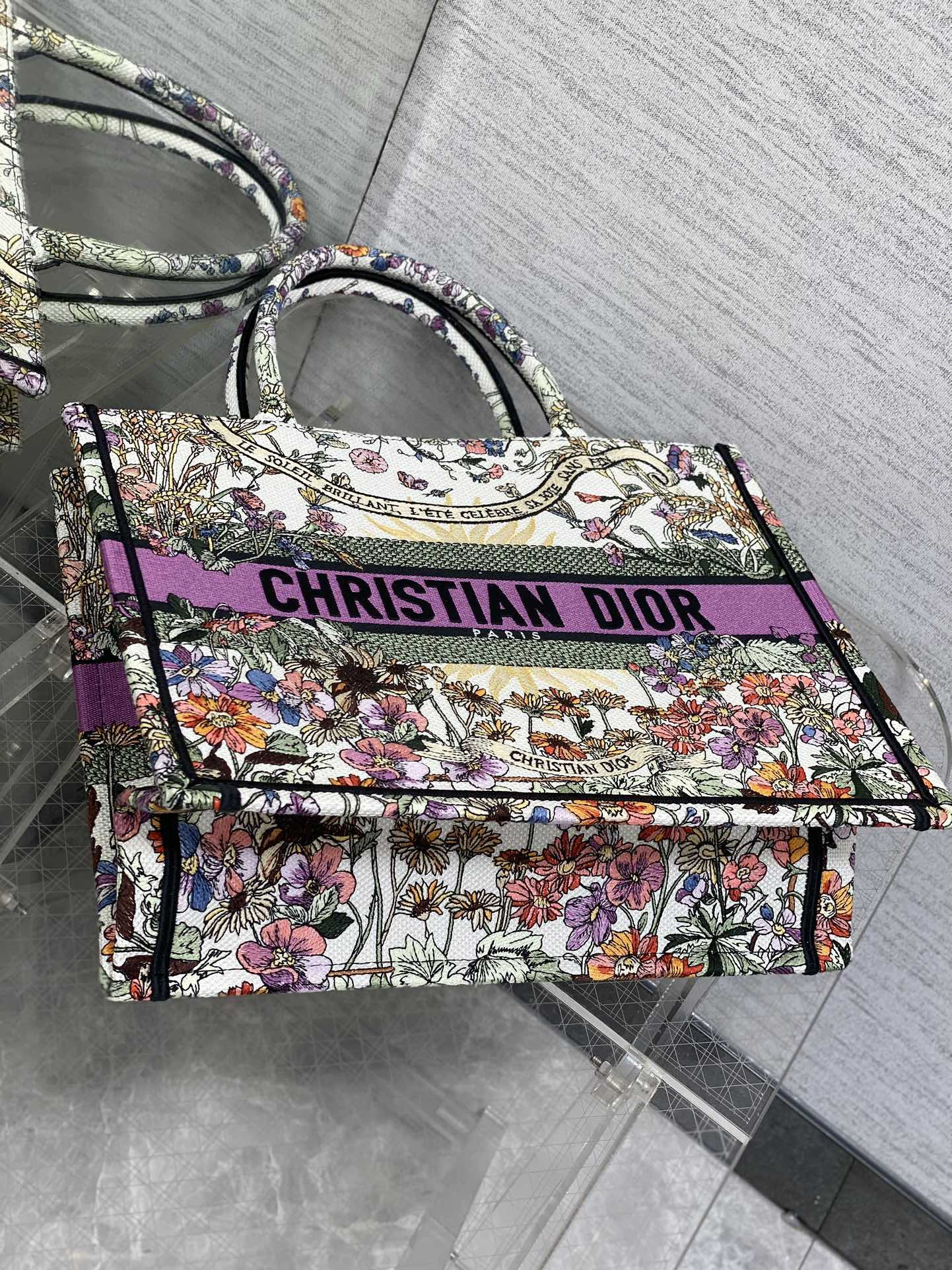 Medium Dior Book Tote Ecru Multicolor 36 x 27.5 x 16.5 cm