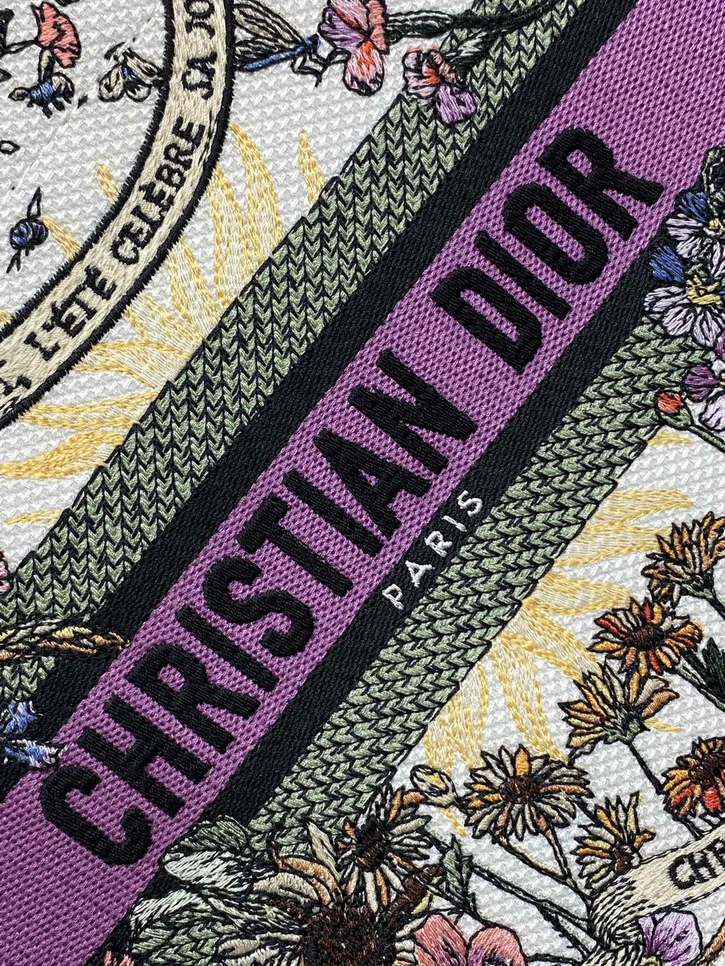 Small Dior Book Tote Ecru Multicolor Dior 4 Saisons Été Soleil Embroidery 26x8x22cm