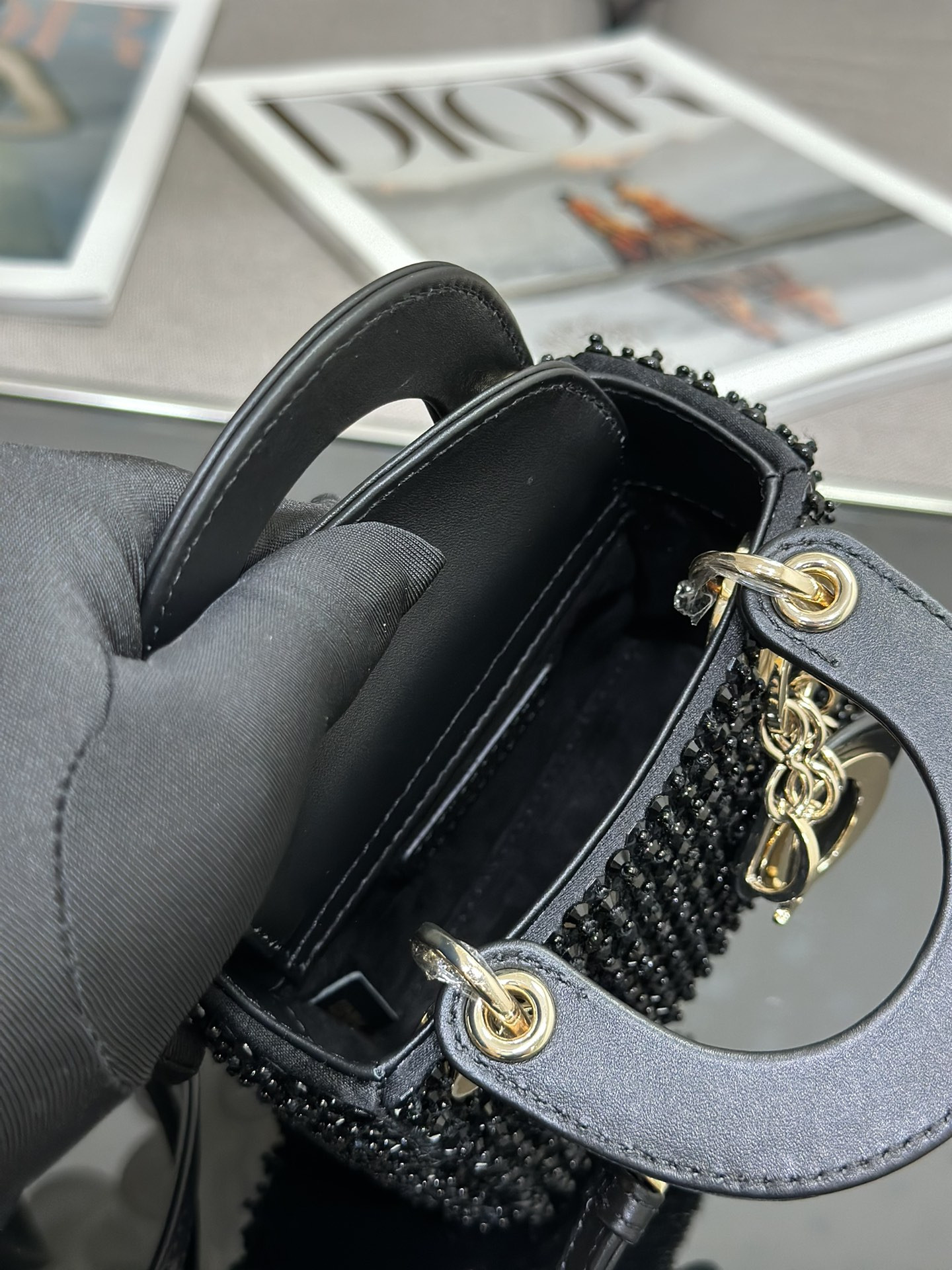 Lady Dior Ultra-Mini Embroidered Micro-Beads 12 x 10.2 x 5 cm