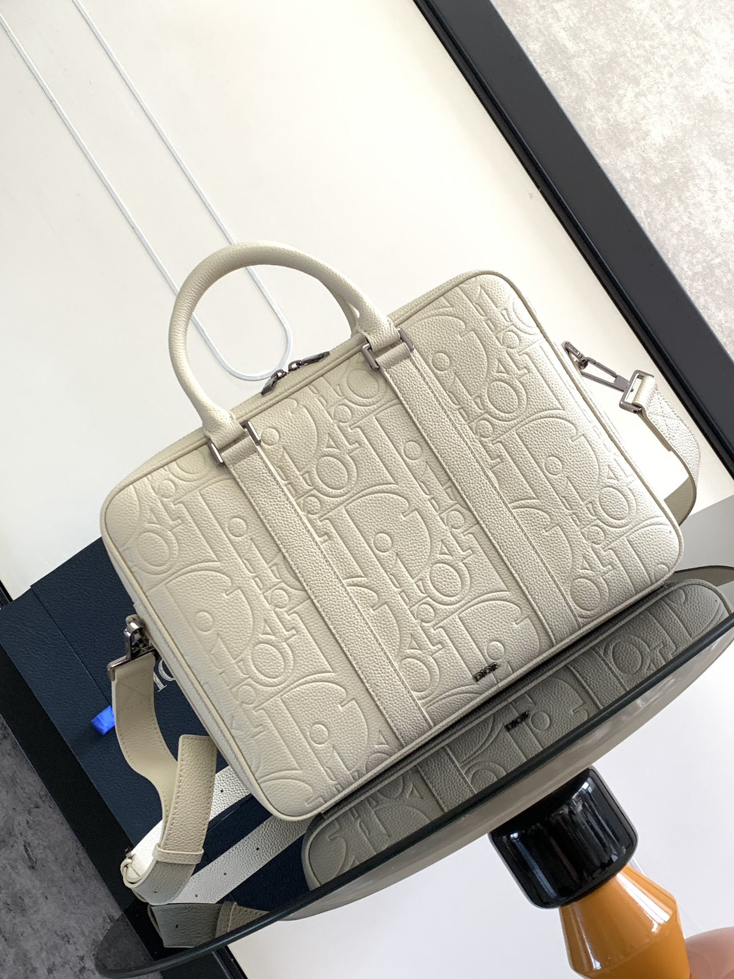 Dior Briefcase White Dior Gravity Leather and White Grained Calfskin 37 x 28 x 6 cm