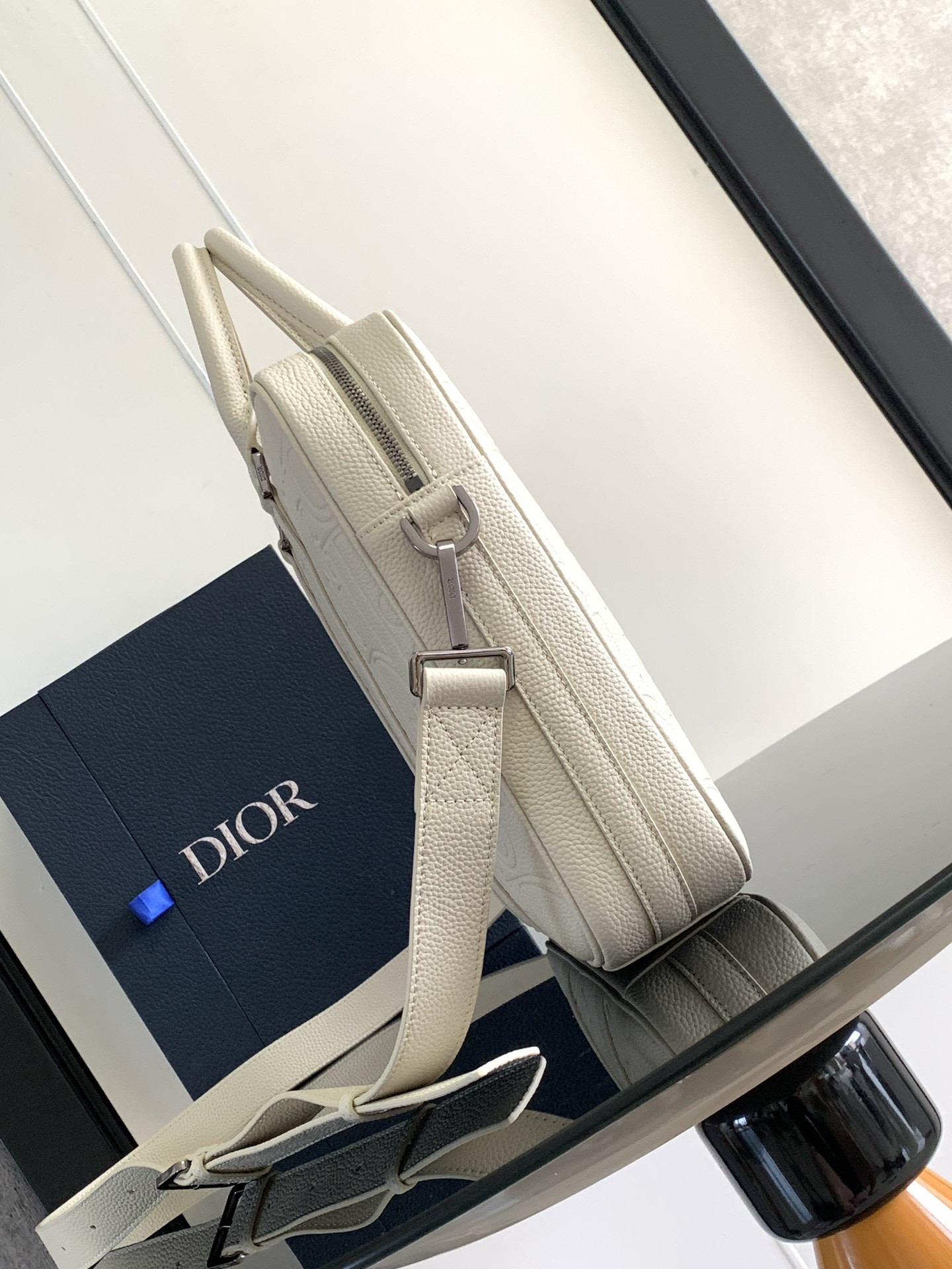 Dior Briefcase White Dior Gravity Leather and White Grained Calfskin 37 x 28 x 6 cm