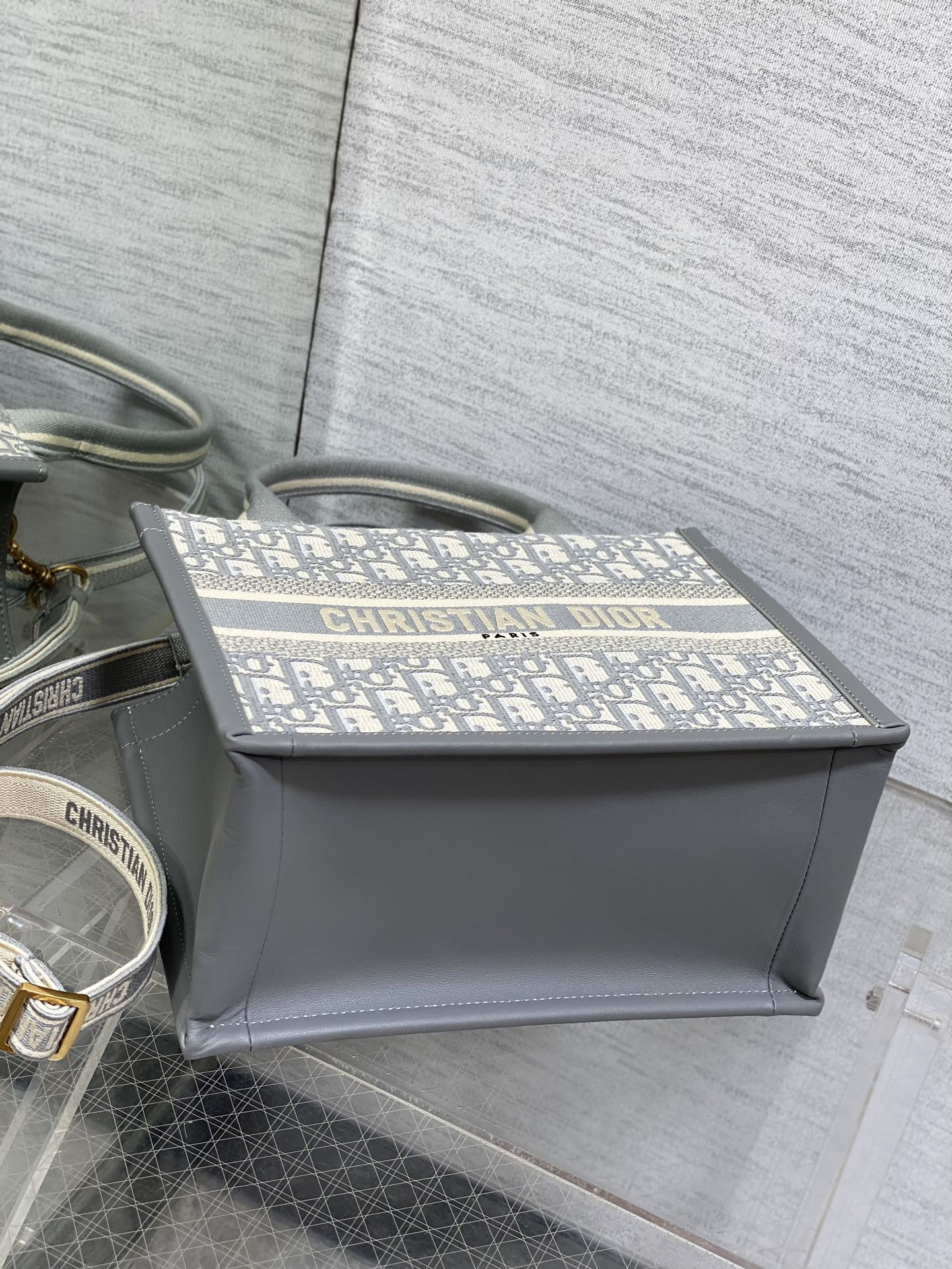 Dior Small Dior Book Tote Gray Dior Oblique Embroidery and Calfskin 26.5 x 21 x 14 cm