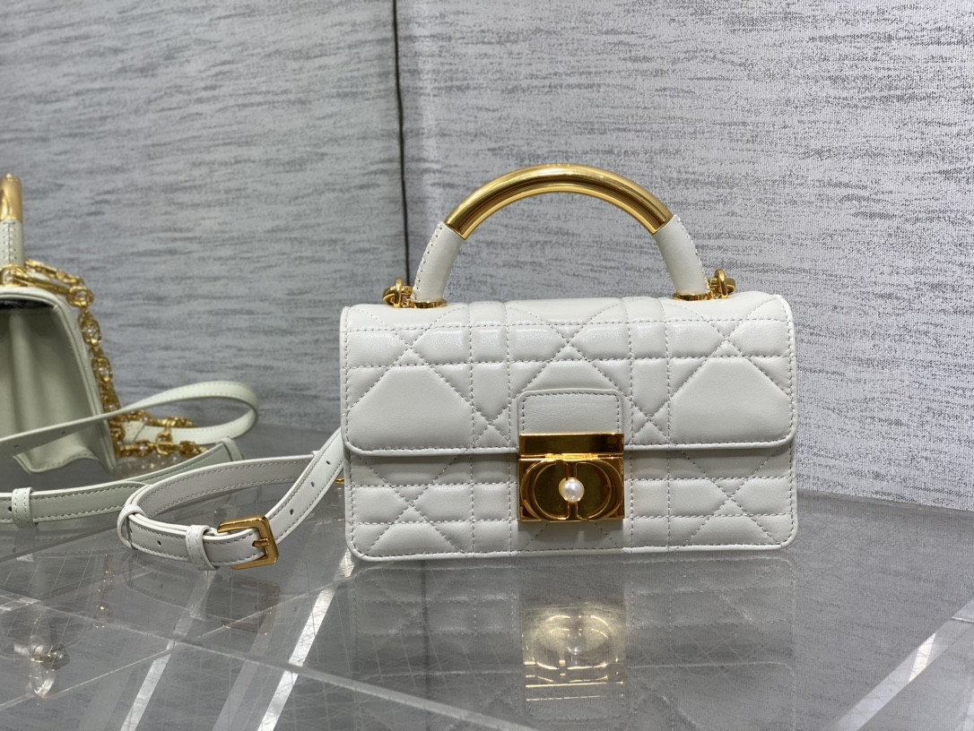 Dior Small Ange Bag Latte Macrocannage Calfskin 20 x 12 x 5 cm