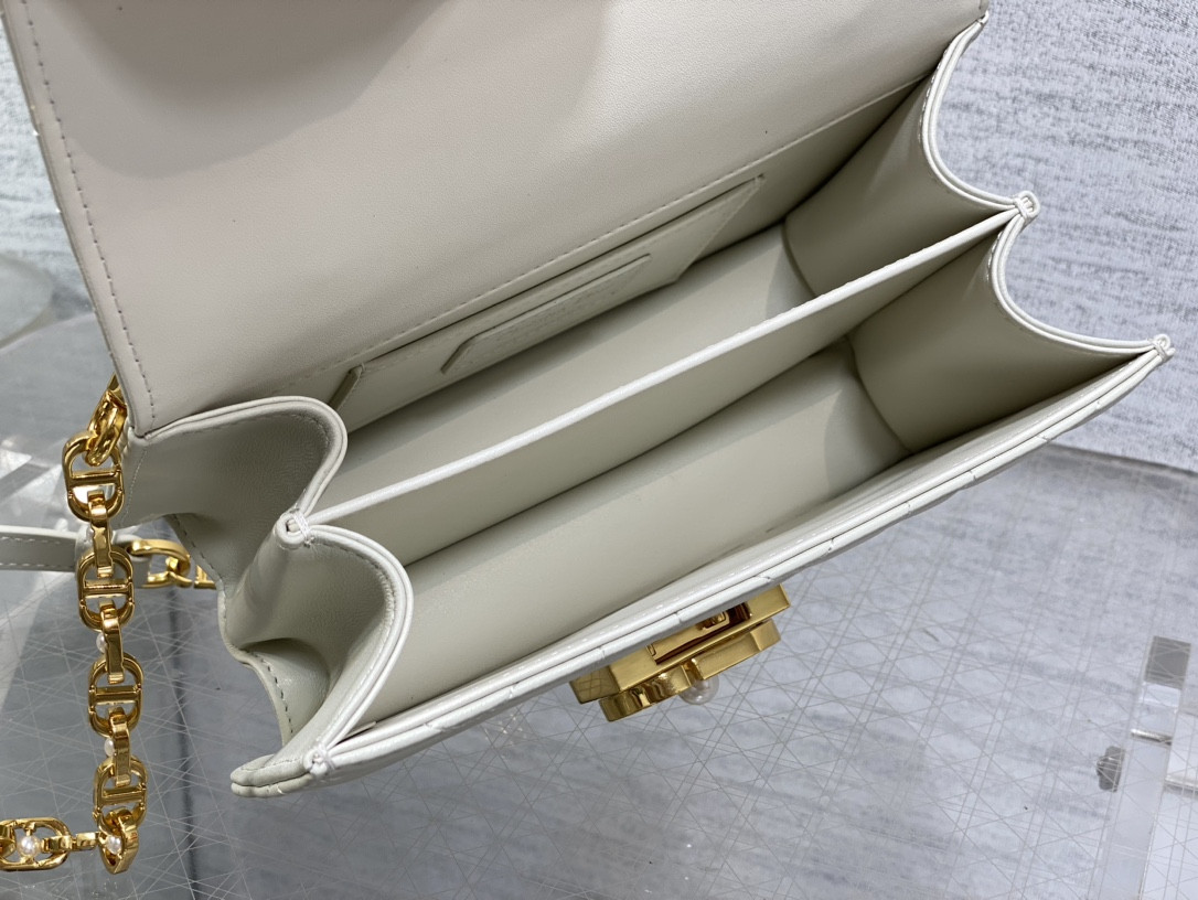 Dior Small Ange Bag Latte Macrocannage Calfskin 20 x 12 x 5 cm