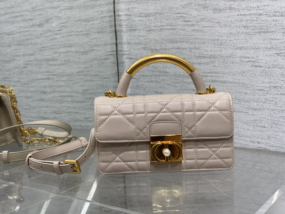 Dior Small Ange Bag Pink Latte Macrocannage Calfskin 20 x 12 x 5 cm