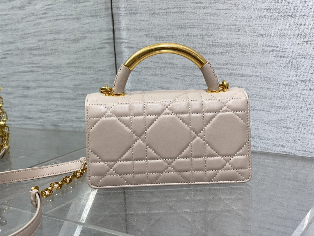 Dior Small Ange Bag Pink Latte Macrocannage Calfskin 20 x 12 x 5 cm