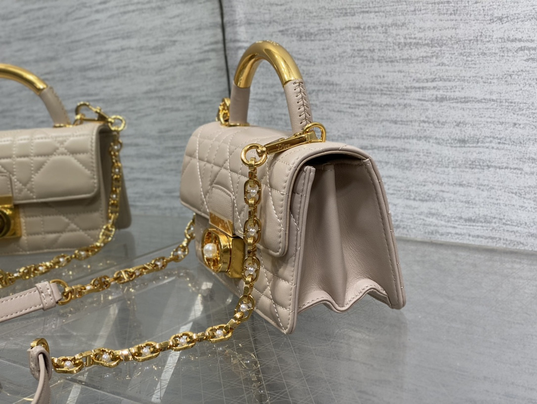 Dior Small Ange Bag Pink Latte Macrocannage Calfskin 20 x 12 x 5 cm