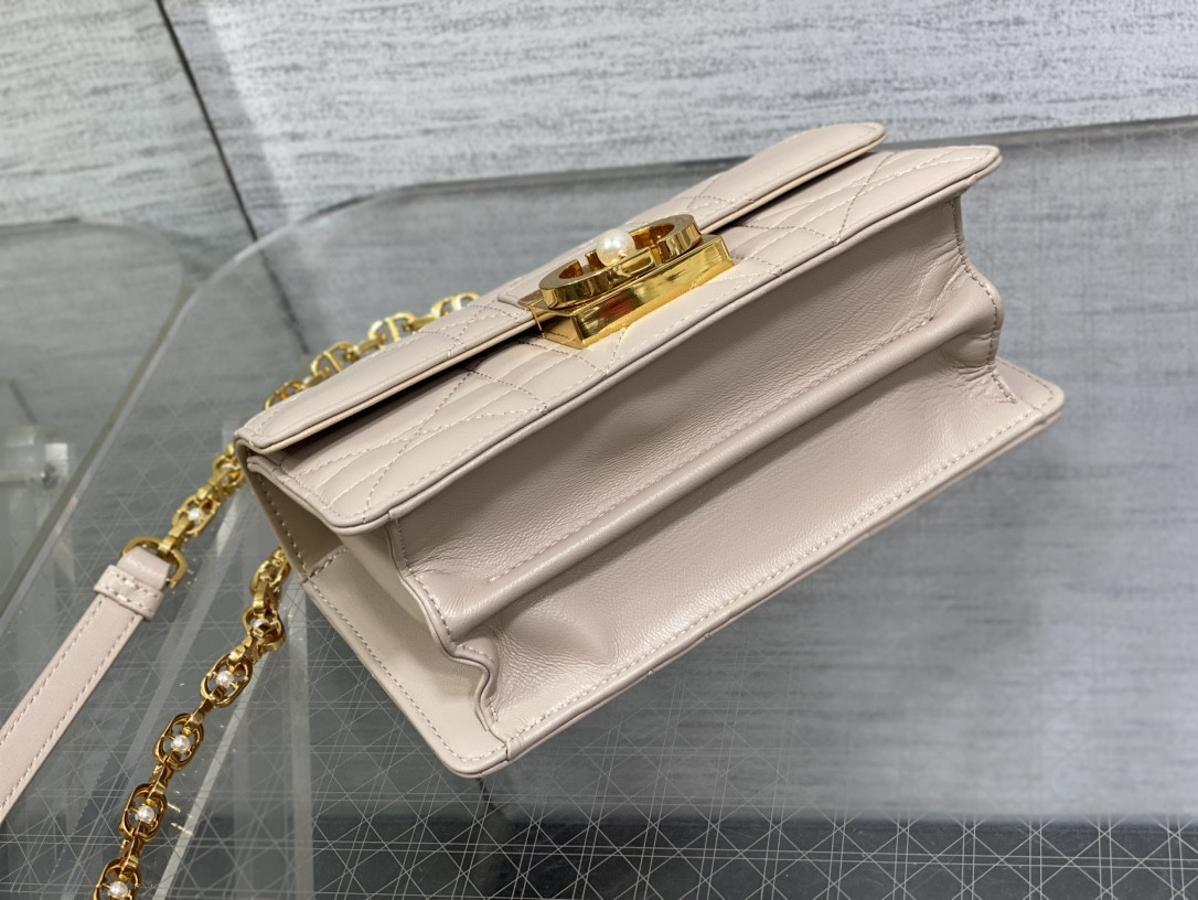 Dior Small Ange Bag Pink Latte Macrocannage Calfskin 20 x 12 x 5 cm