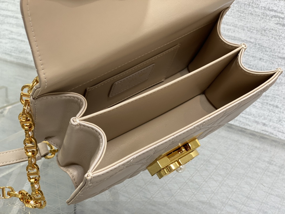 Dior Small Ange Bag Pink Latte Macrocannage Calfskin 20 x 12 x 5 cm