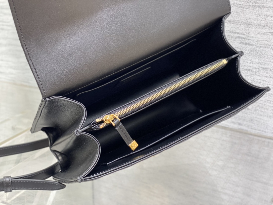 Dior Medium Dior Ange Bag Black Macrocannage Calfskin 26 x 17 x 9 cm