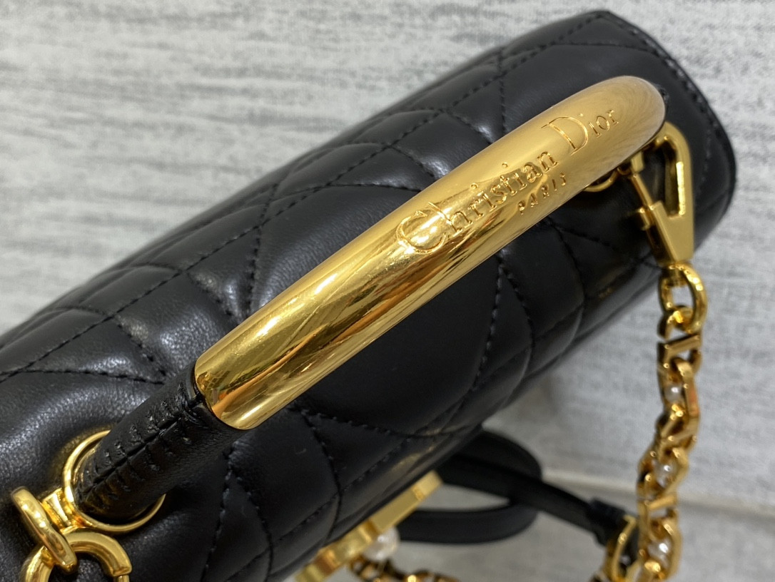Dior Small Dior Ange Bag Black Macrocannage Calfskin 20 x 12 x 5 cm