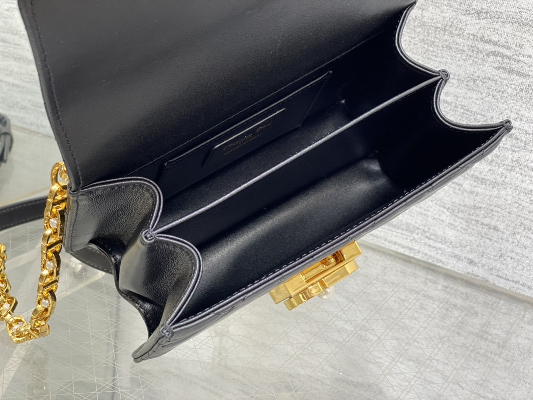 Dior Small Dior Ange Bag Black Macrocannage Calfskin 20 x 12 x 5 cm