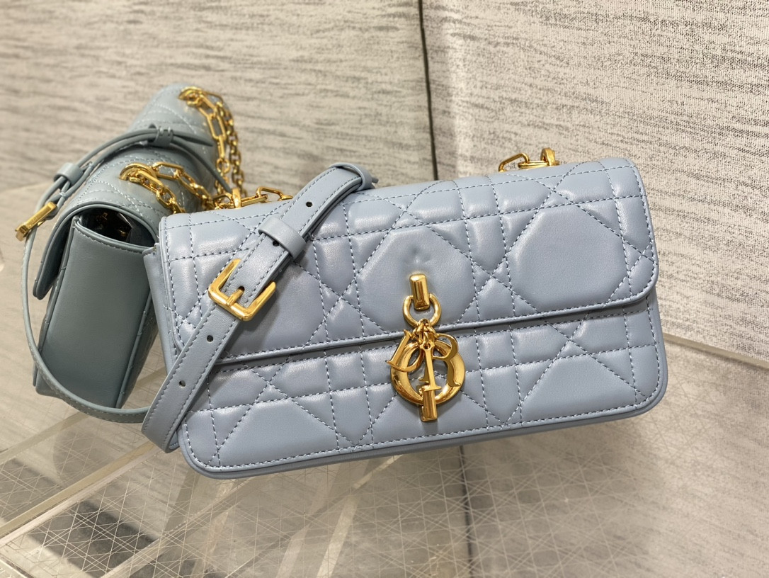 Dior Mini Dior Ange Bag Blue Macrocannage Calfskin 20 x 12 x 5 cm