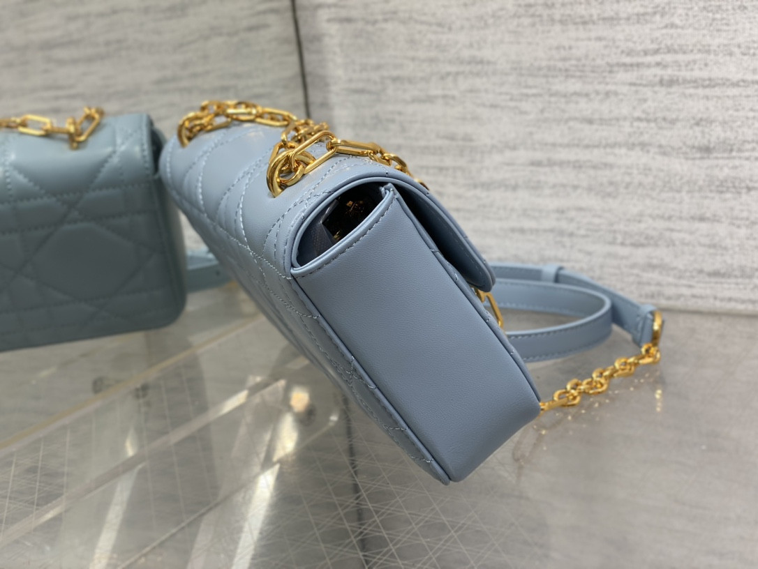 Dior Mini Dior Ange Bag Blue Macrocannage Calfskin 20 x 12 x 5 cm