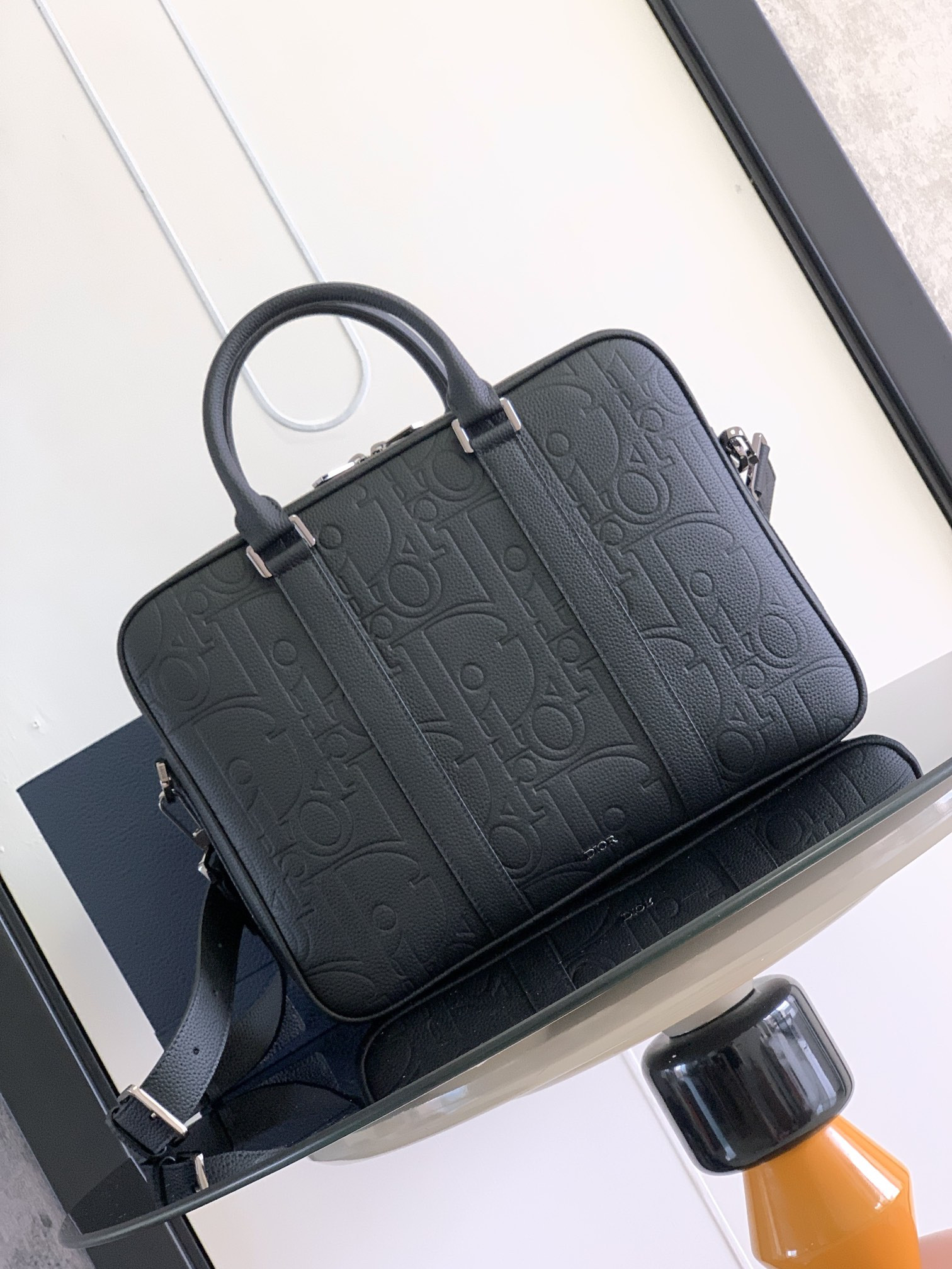 Dior Zipped Briefcase Black Dior Gravity Leather and Black Grained Calfskin 37 x 28 x 6 cm