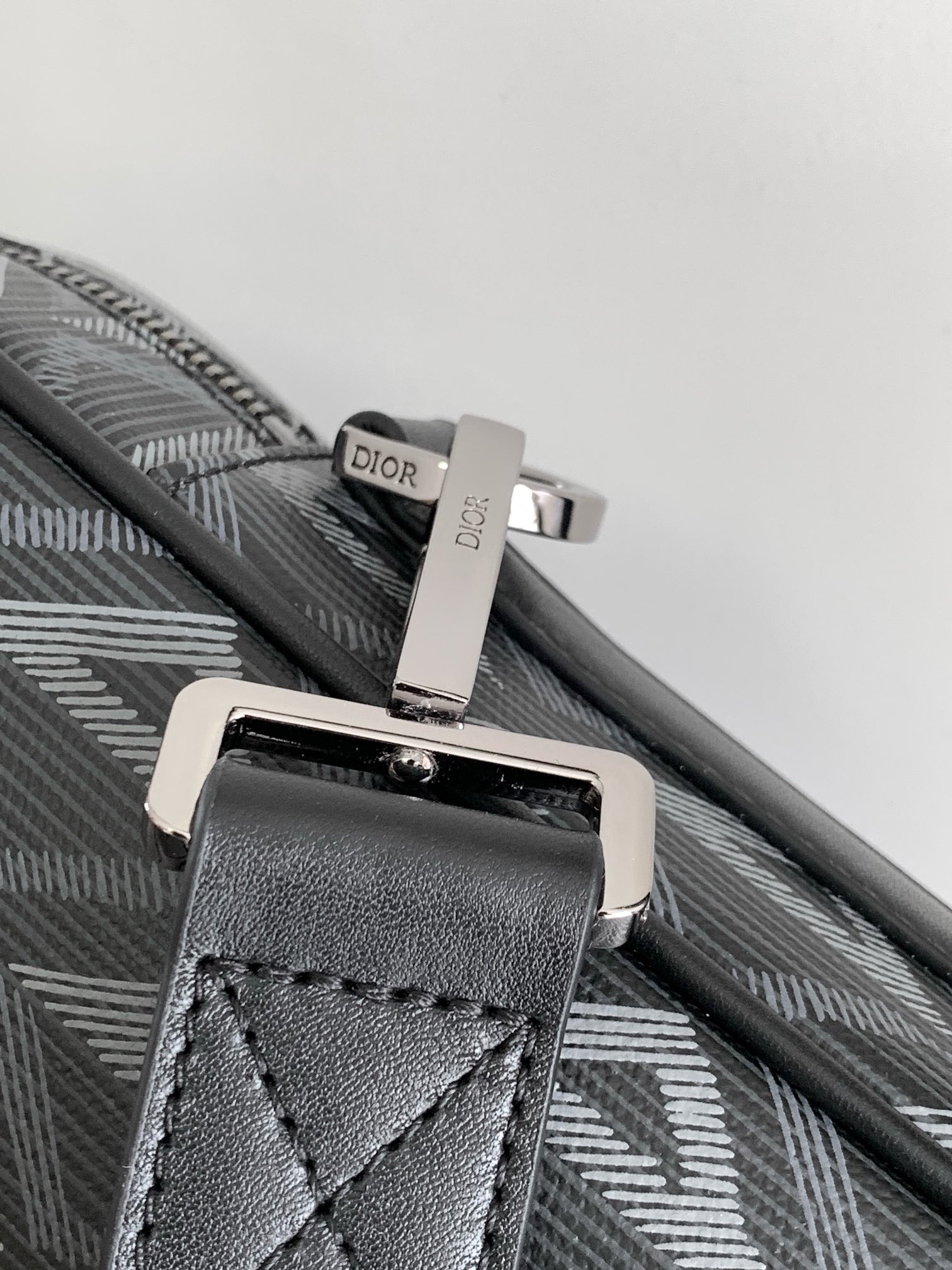 Dior Zipped Briefcase Black CD Diamond Canvas and Black Grained Calfskin 37 x 28 x 6 cm