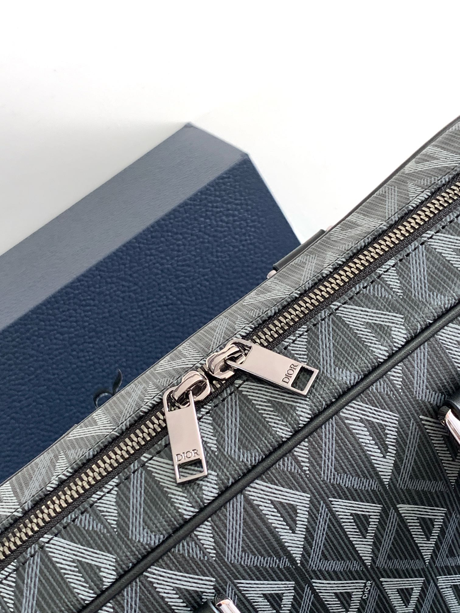 Dior Zipped Briefcase Black CD Diamond Canvas and Black Grained Calfskin 37 x 28 x 6 cm