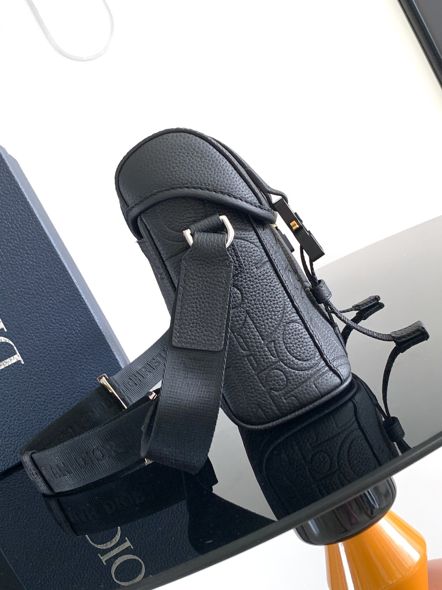 Dior Hit the Road Messenger Bag with Flap Black Dior Gravity Leather and Black Grained Calfskin 24 x 18 x 8 cm