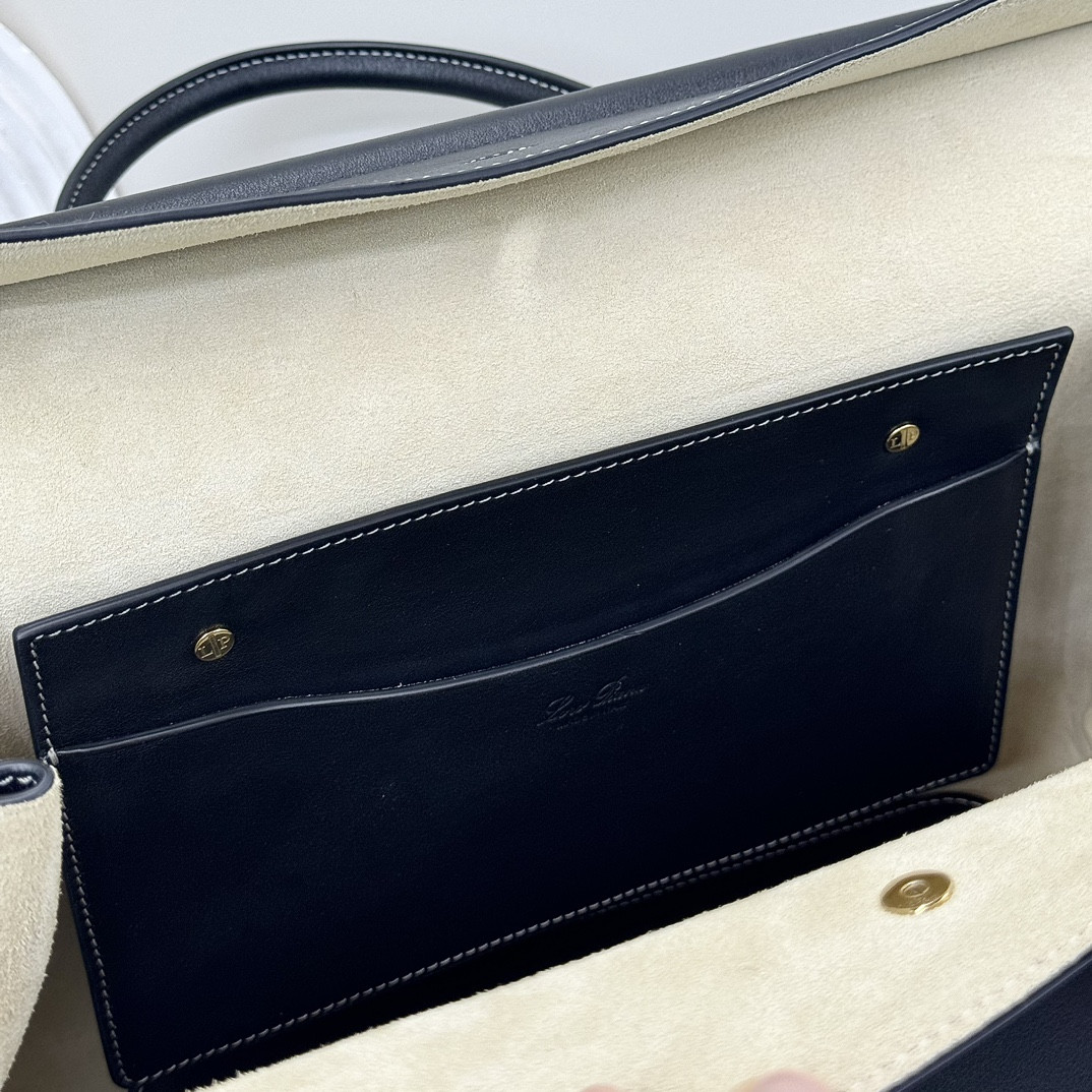 Loro Piana Loom Bag L32 Black Smooth Calfskin 33 x 23 x 18 cm