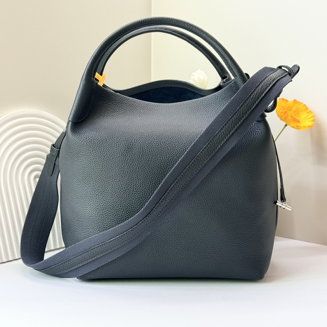 Loro Piana Large Bale Bag Grained Calfskin 24 x 20 x 27 cm