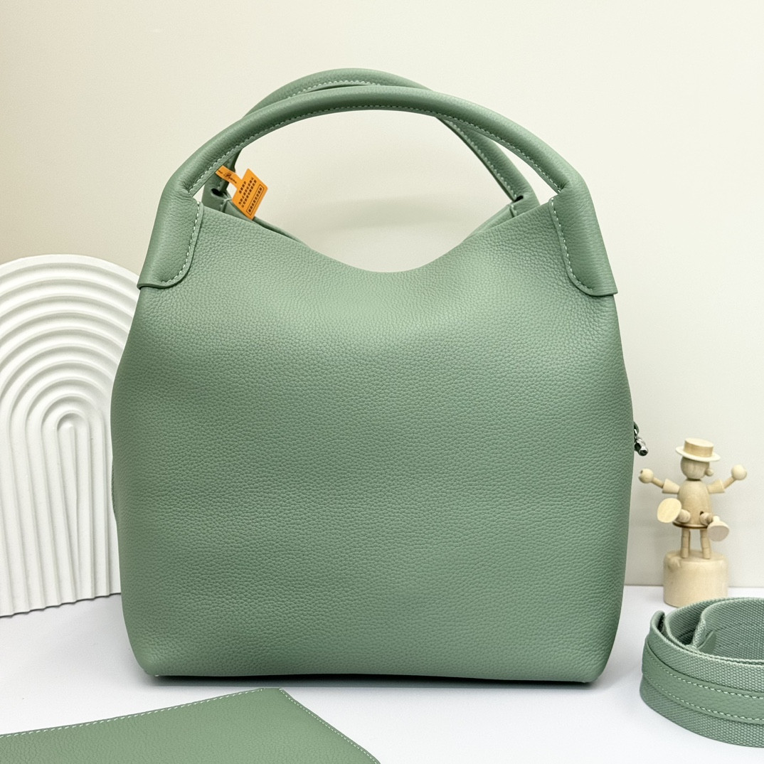 Loro Piana Large Bale Bag Grained Calfskin 24 x 20 x 27 cm