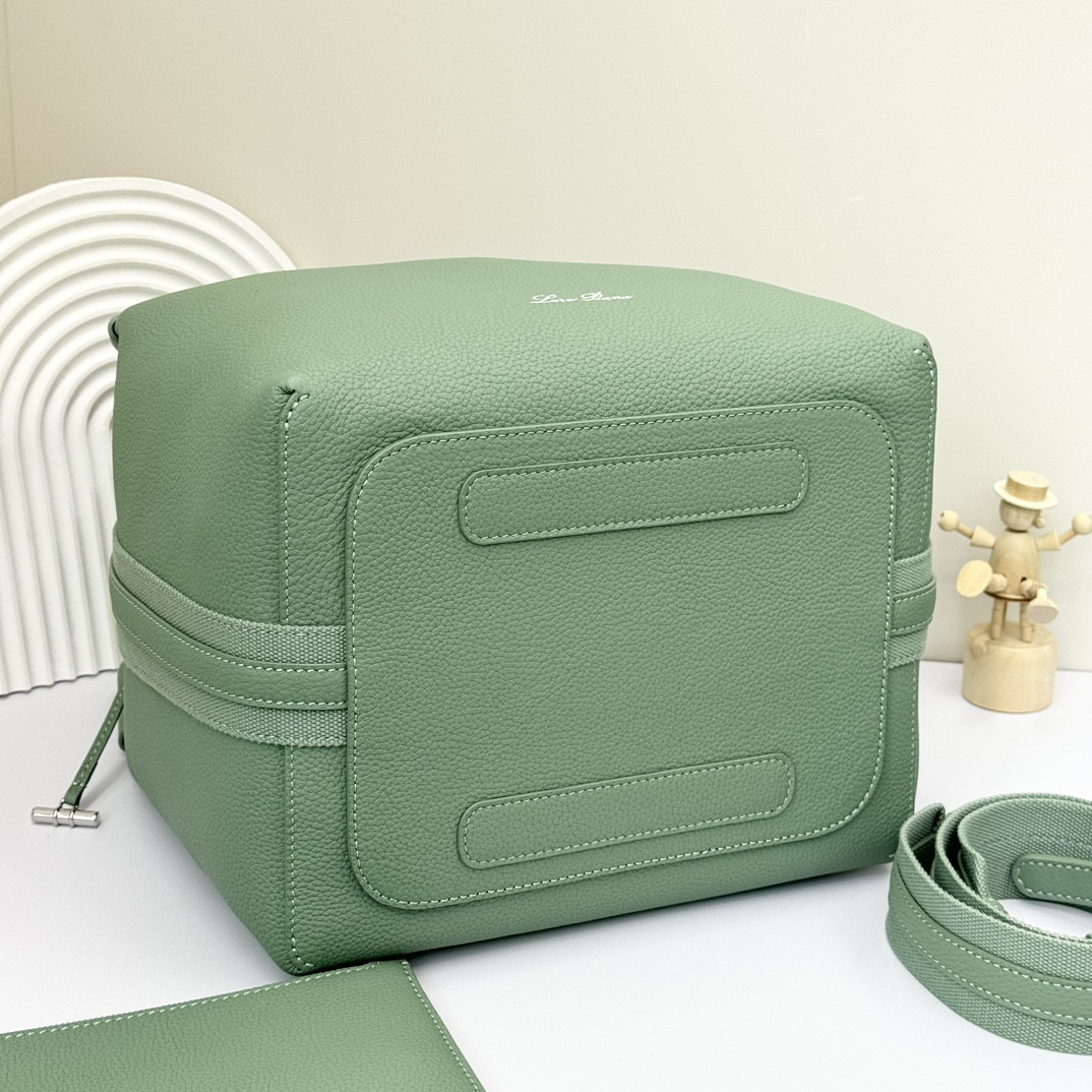 Loro Piana Large Bale Bag Grained Calfskin 24 x 20 x 27 cm