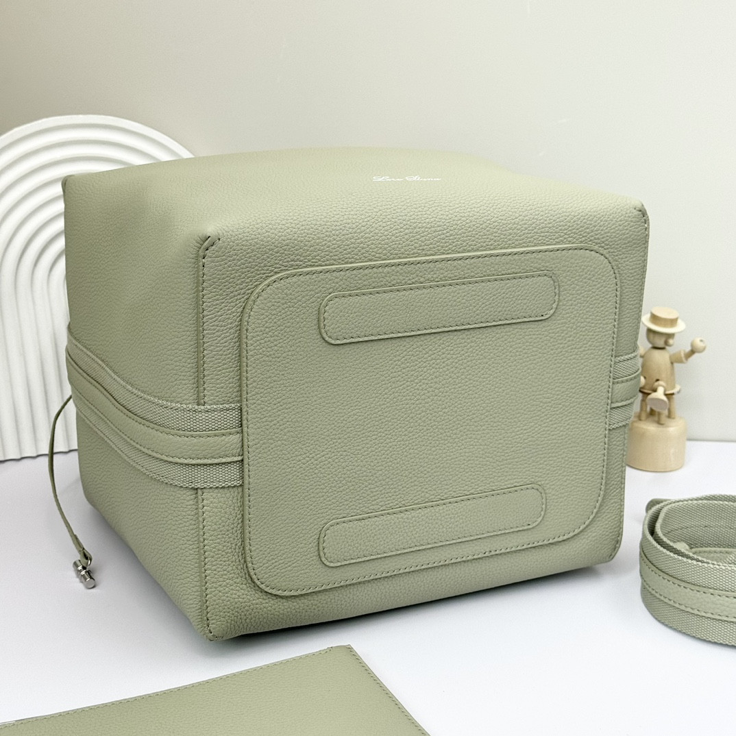 Loro Piana Large Bale Bag Grained Calfskin 24 x 20 x 27 cm