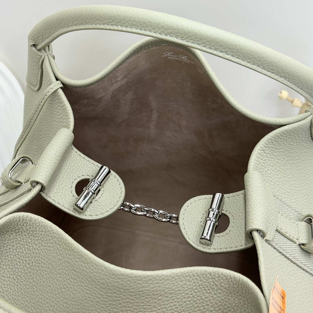 Loro Piana Large Bale Bag Grained Calfskin 24 x 20 x 27 cm