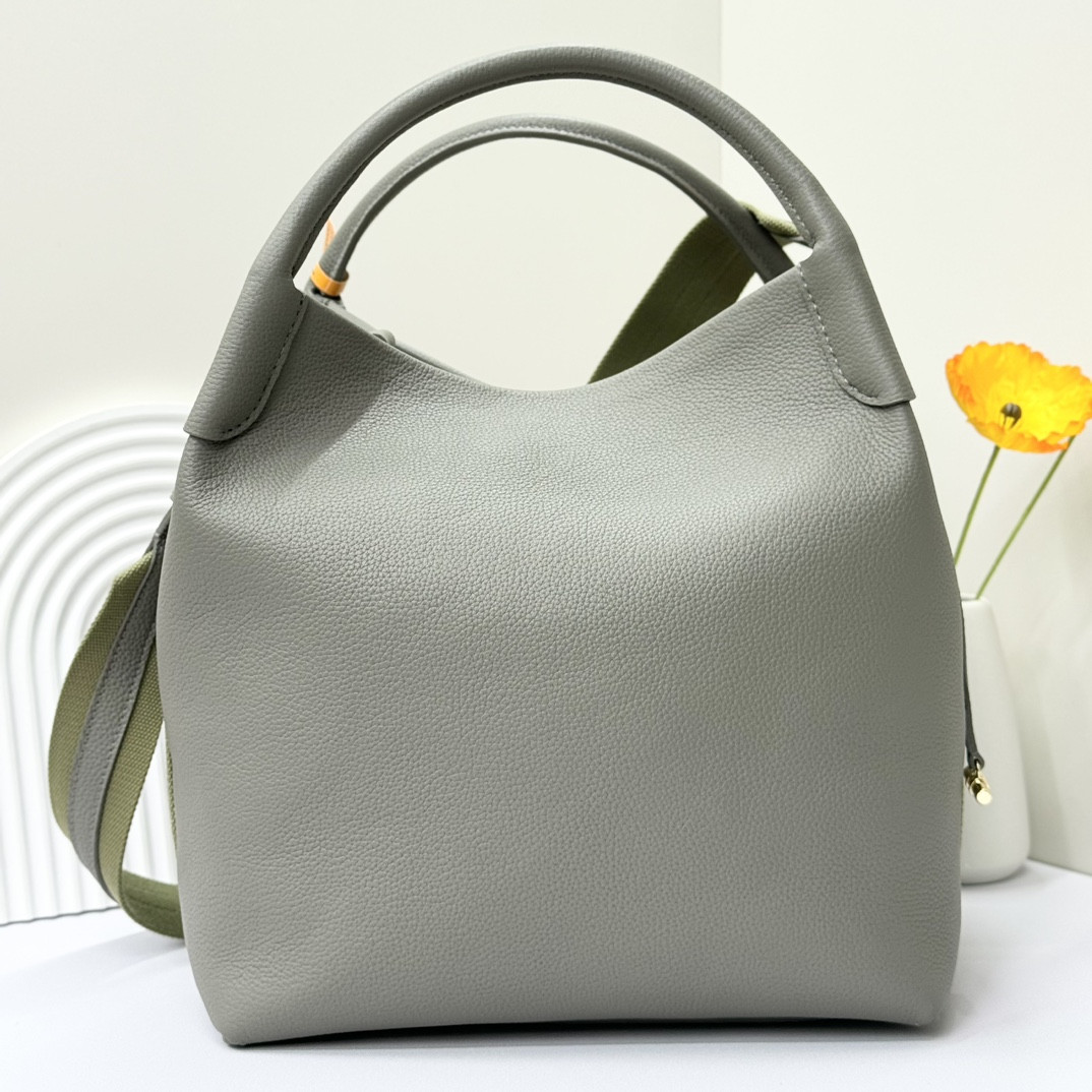 Loro Piana Large Bale Bag Grained Calfskin 24 x 20 x 27 cm