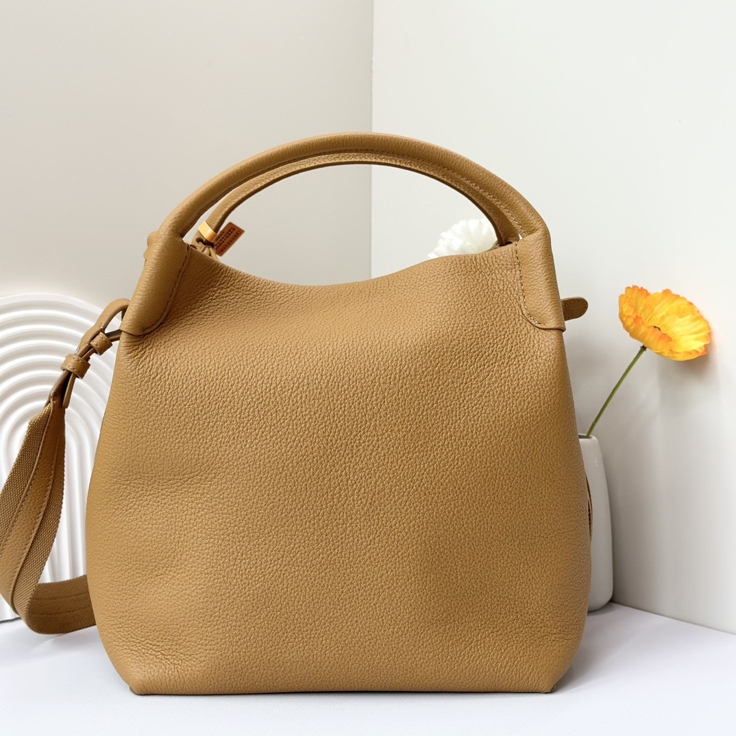 Loro Piana Large Bale Bag Grained Calfskin 24 x 20 x 27 cm