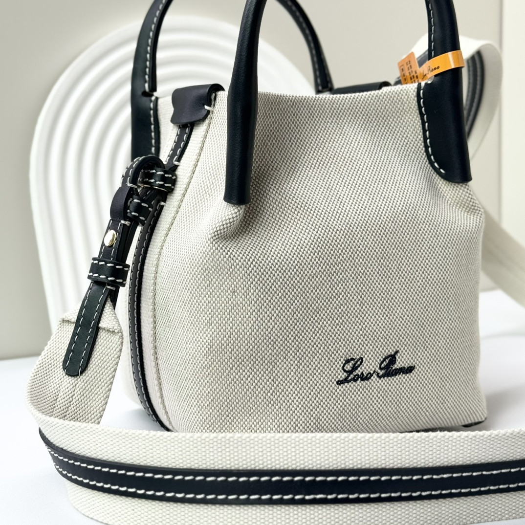 Loro Piana Micro Bale Bag Cotton, Linen 23 x 16 x 14 cm