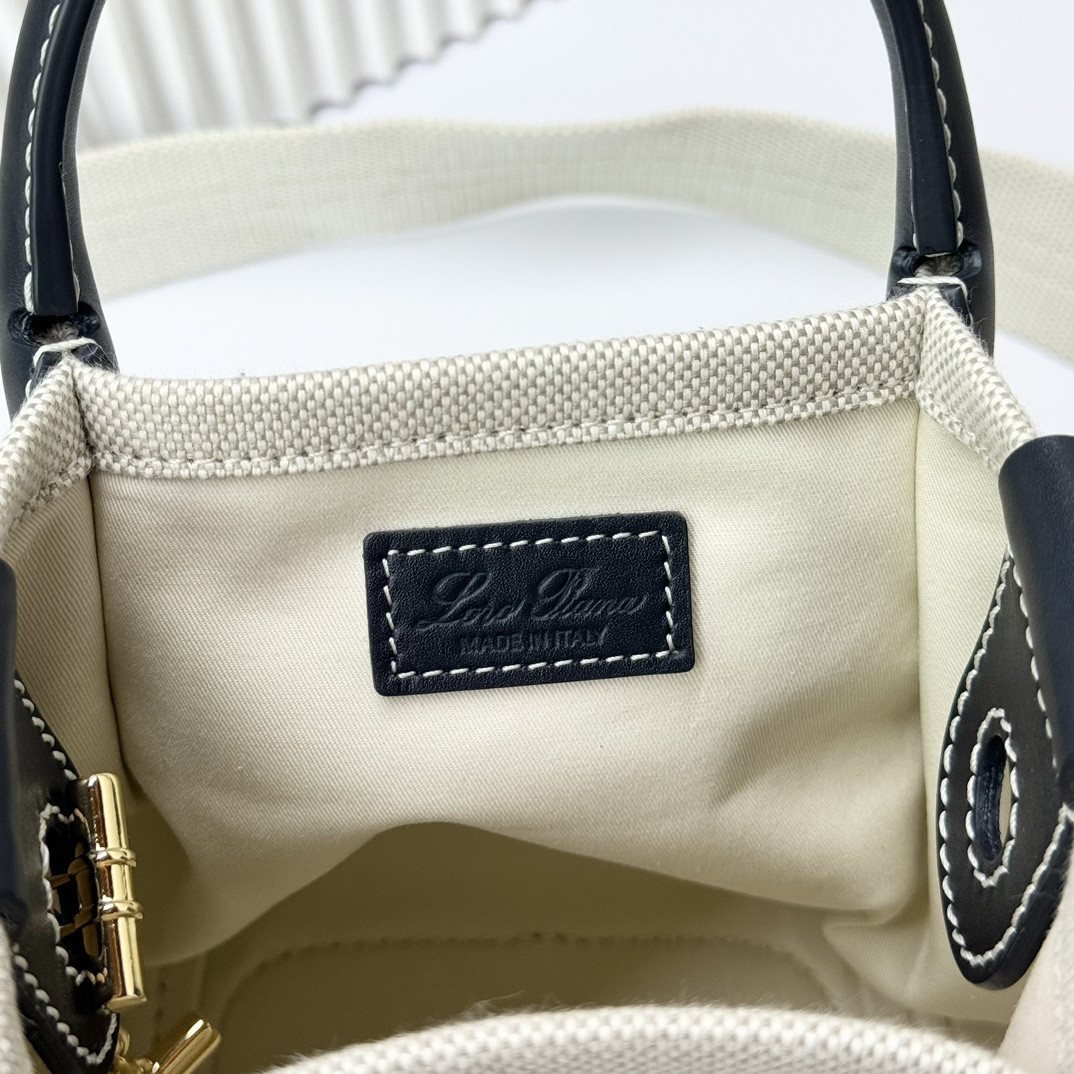 Loro Piana Micro Bale Bag Cotton, Linen 23 x 16 x 14 cm