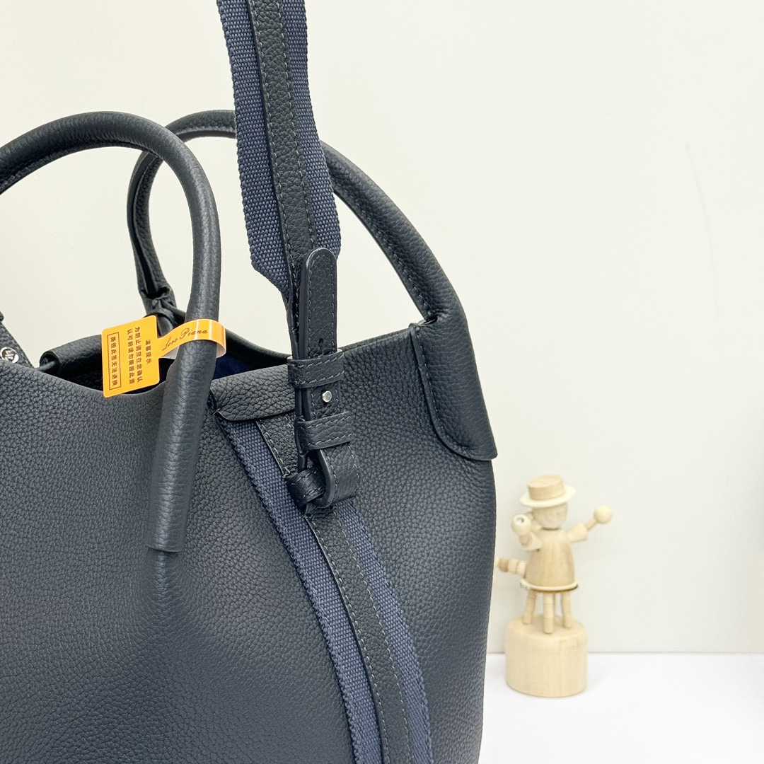 Loro Piana Small Bale Bag Black Grained Calfskin 17 x 17 x 21 cm