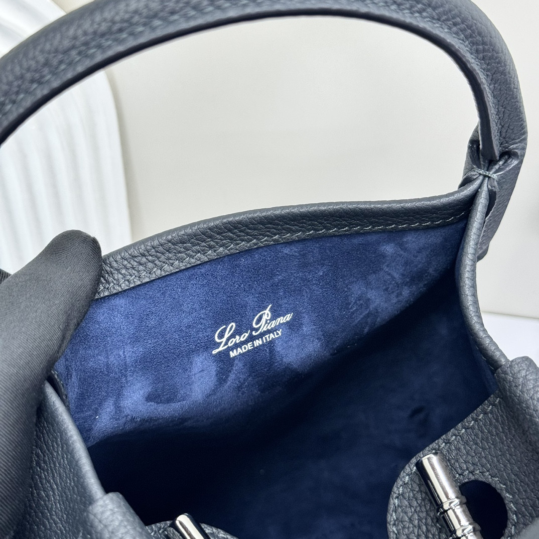 Loro Piana Small Bale Bag Black Grained Calfskin 17 x 17 x 21 cm