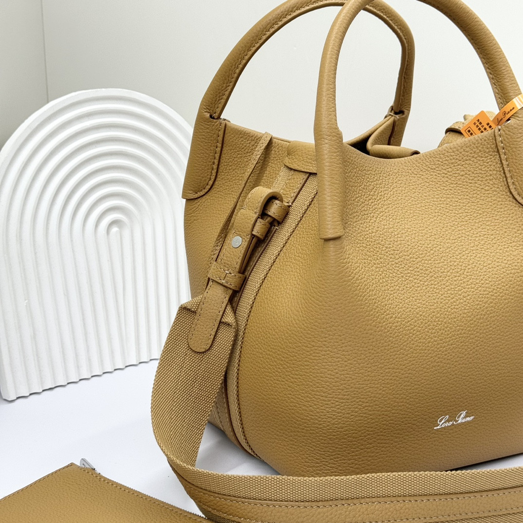 Loro Piana Small Bale Bag Grained Calfskin 17 x 17 x 21 cm