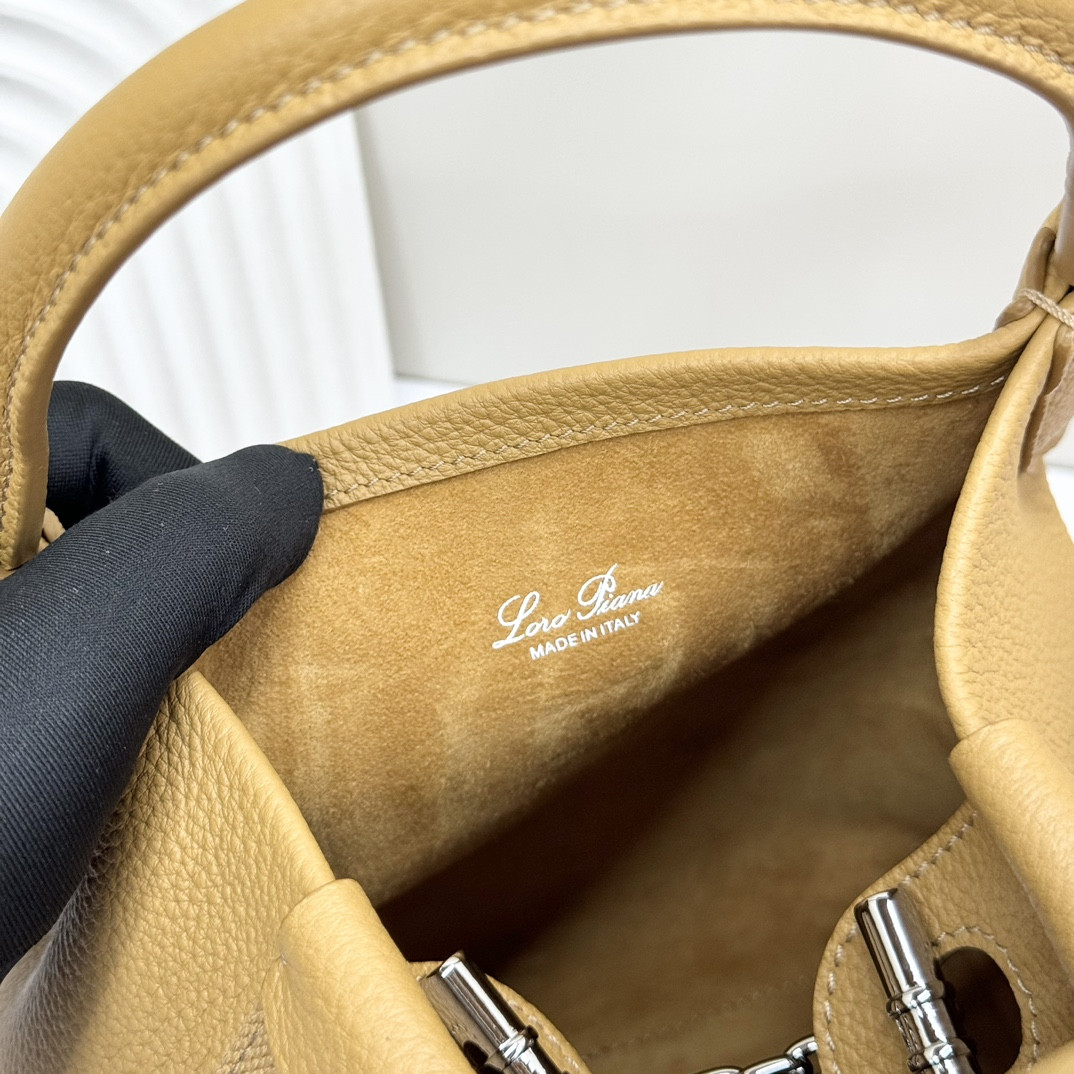 Loro Piana Small Bale Bag Grained Calfskin 17 x 17 x 21 cm