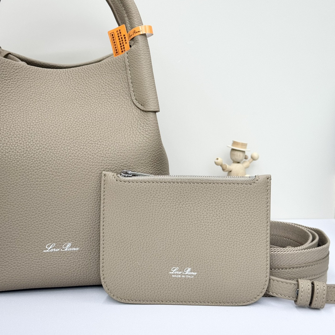 Loro Piana Small Bale Bag Grained Calfskin 17 x 17 x 21 cm