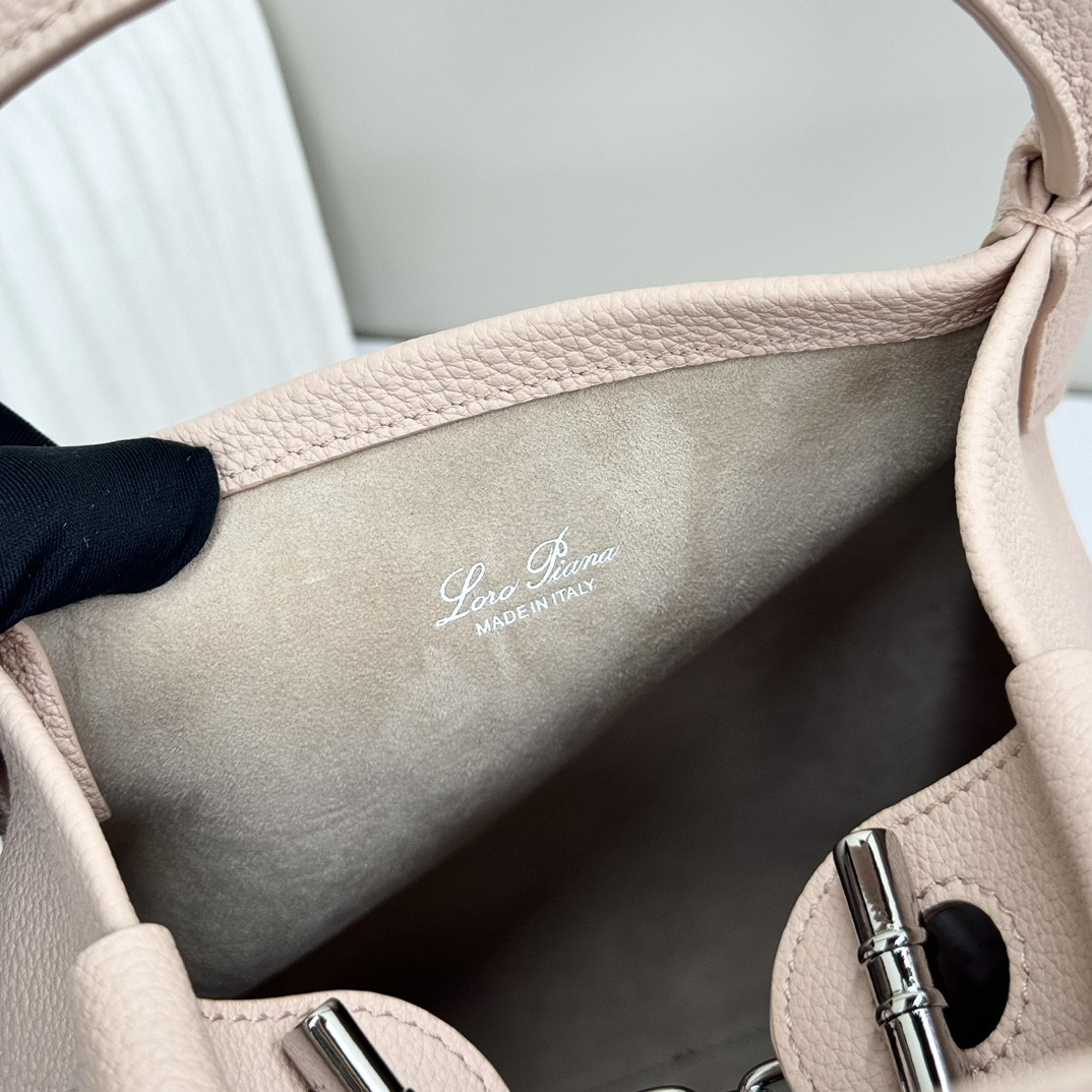 Loro Piana Small Bale Bag Grained Calfskin 17 x 17 x 21 cm