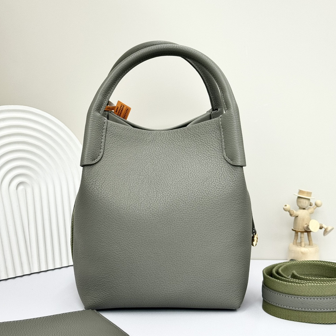 Loro Piana Small Bale Bag Grained Calfskin 17 x 17 x 21 cm