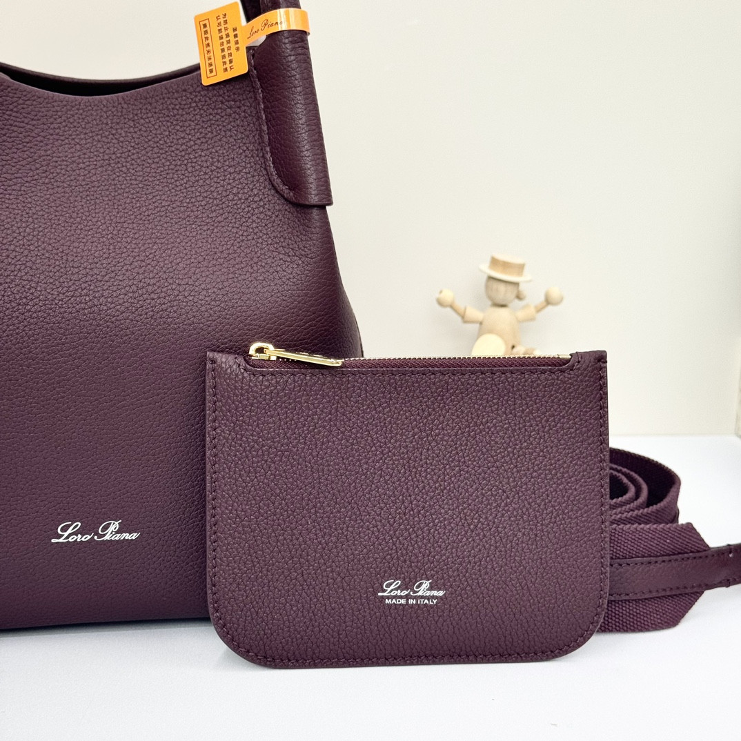 Loro Piana Small Bale Bag Grained Calfskin 17 x 17 x 21 cm