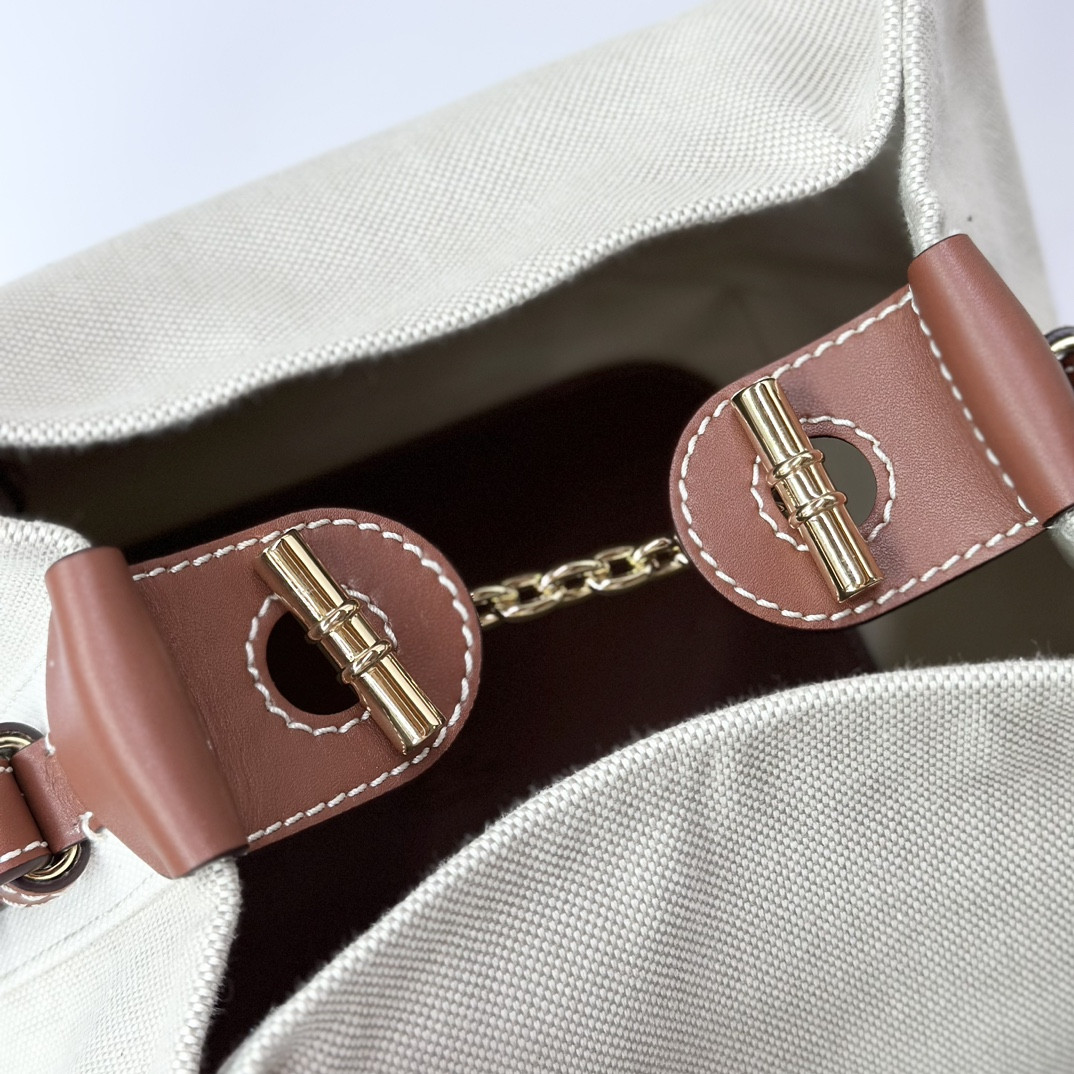 Loro Piana Large Bale Bag Cotton, Linen 24 x 20 x 27 cm