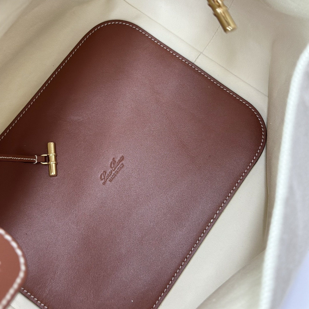 Loro Piana Large Bale Bag Cotton, Linen 24 x 20 x 27 cm