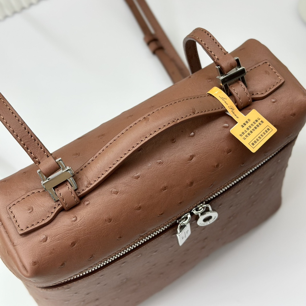 Loro Piana Extra Pocket backpack L23.5 Ostrich-grained Leather 23 x 21 x 8 cm