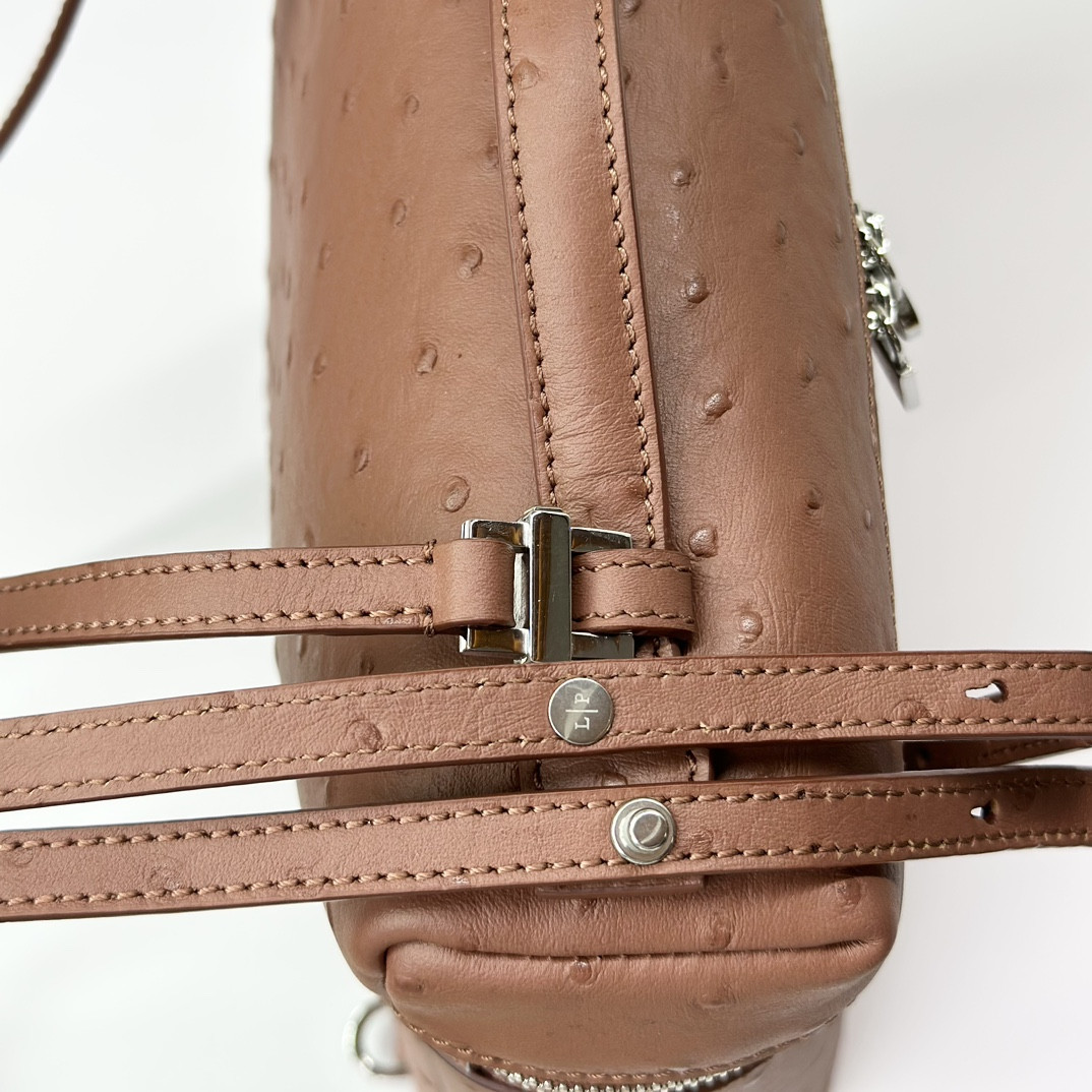 Loro Piana Extra Pocket backpack L23.5 Ostrich-grained Leather 23 x 21 x 8 cm