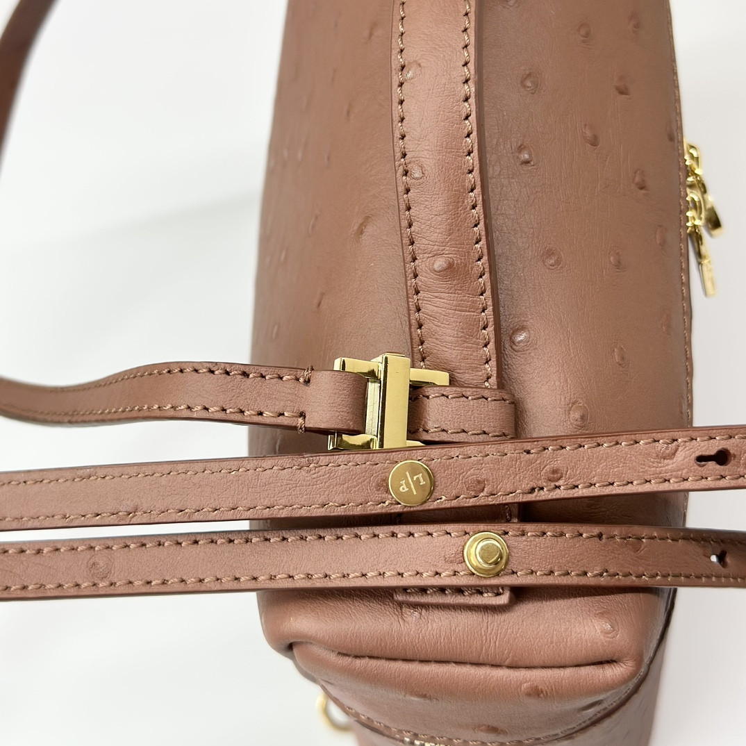 Loro Piana Extra Pocket backpack L23.5 Ostrich-grained Leather 23 x 21 x 8 cm