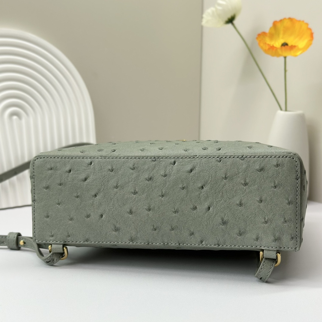 Loro Piana Extra Pocket backpack L23.5 Ostrich-grained Leather 23 x 21 x 8 cm