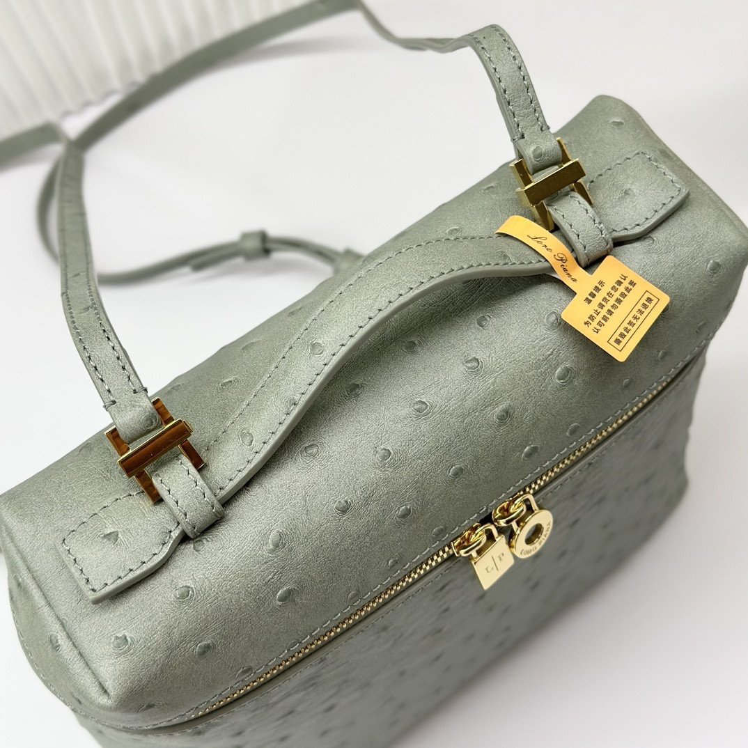 Loro Piana Extra Pocket backpack L23.5 Ostrich-grained Leather 23 x 21 x 8 cm