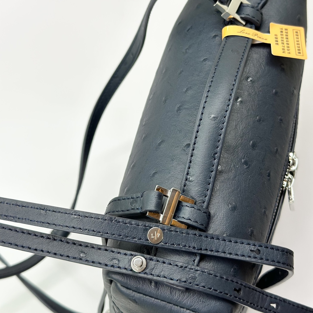 Loro Piana Extra Pocket backpack L23.5 Ostrich-grained Leather 23 x 21 x 8 cm