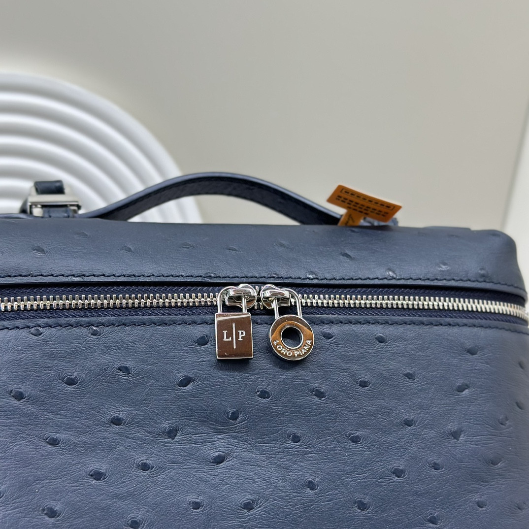 Loro Piana Extra Pocket backpack L23.5 Ostrich-grained Leather 23 x 21 x 8 cm