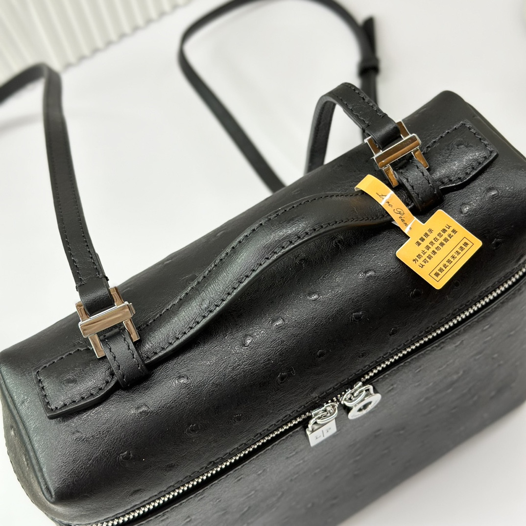 Loro Piana Extra Pocket backpack L23.5 Ostrich-grained Leather 23 x 21 x 8 cm